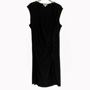 CB Established 1962 Floral Midi Dress 10 Navy Blue Chiffon High Low Faux Wrap